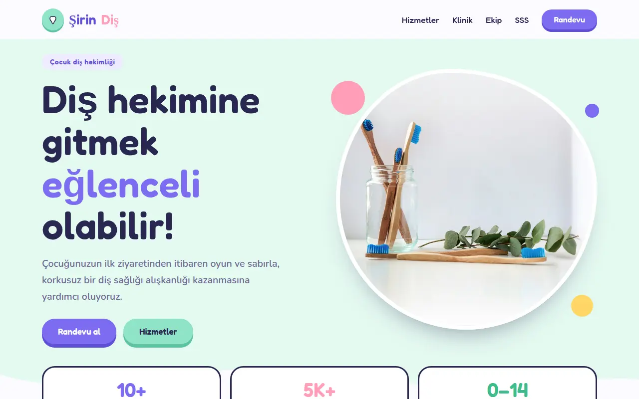 Çocuk Diş Hekimi Web Sitesi — Şirin Diş